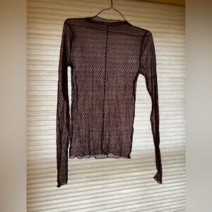 Free People Sheer Long Sleeve Top - Maroon